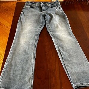 Silver Jeans Mid Blue Bootcut Womens Jeans Light Distressed Size 30x29